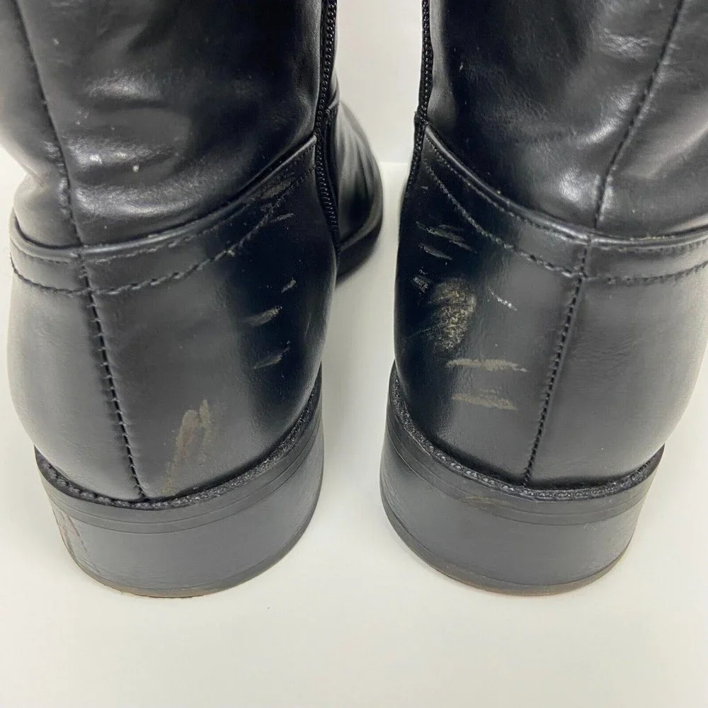 Tommy Hilfiger Black and Brown Over-the-Knee Leather Boots